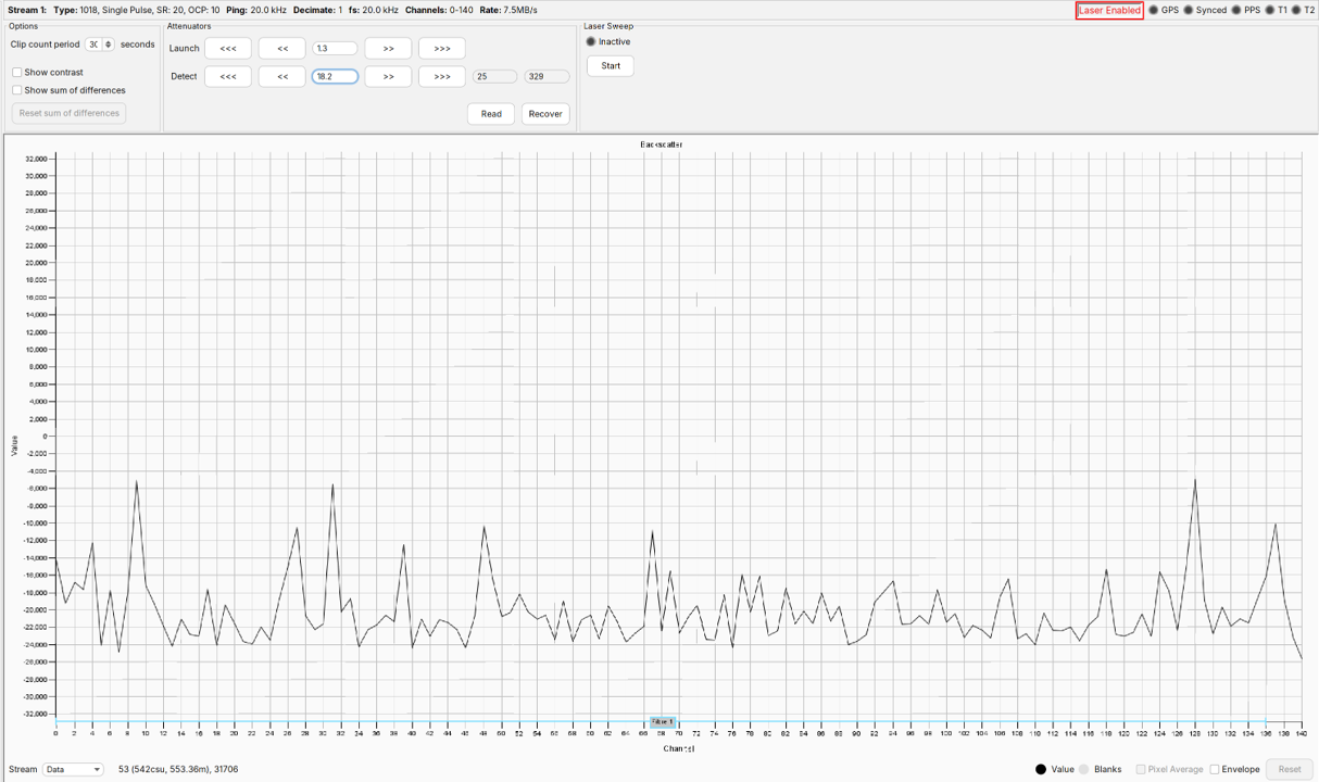 Full trace prior to optimising detect attenuation